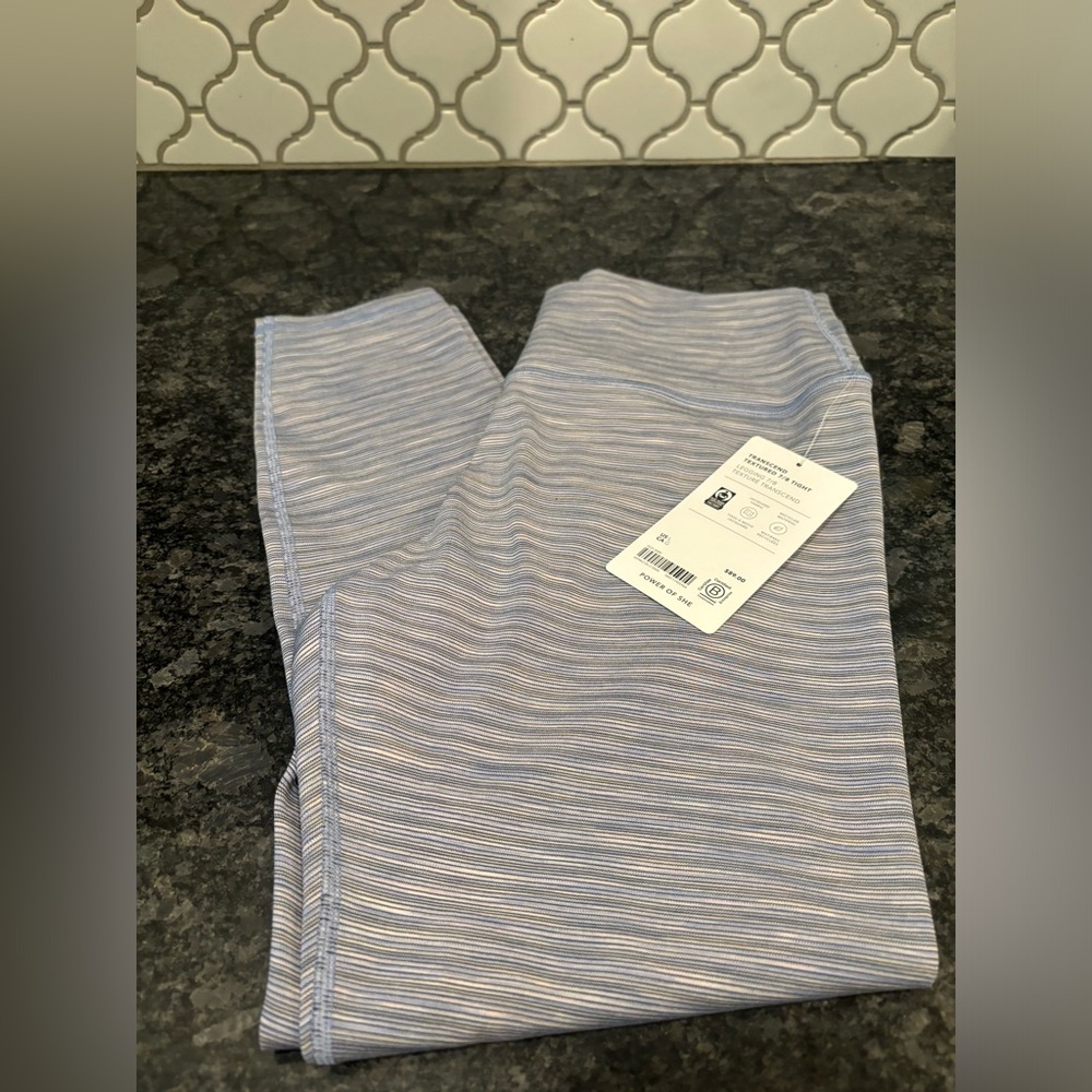Athleta Blue Transcend Striped Leggings